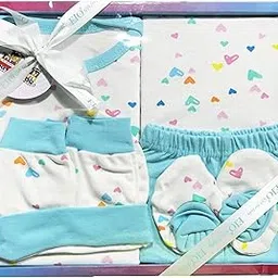 EIO Baby Gifts Set For New Born Unisex Clothing Gift Hamper 6Pcs (Lyca), Blue-picture-20