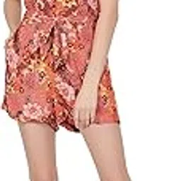 nuevosdamas Women's Summer V Neck Jumpsuits Casual Half Sleeves Romper Button Up Front Tie Knot Floral Printed Short Jumpsuit Rompers Playsuits-picture-23
