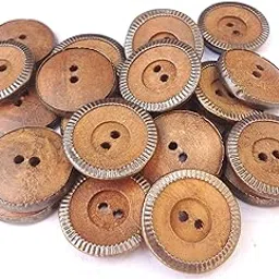 Wooden Round Buttons Brass Covered With 2 Holes �for Sewing, Craft and Embroidery(Coffee, 20-Pieces, 2 CM. 20MM)-picture-27