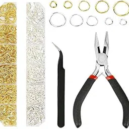 DIY Crafts 1 Set, 200 Grm Sample, Mixed Size Mix Iron Open Jump Rings Nickel Free Silver Plated Unsoldered Round Ring Connectors for Chainmail Jewelry Bracelet Necklace (A (1 Set, 200 Grm Sample)-picture-48
