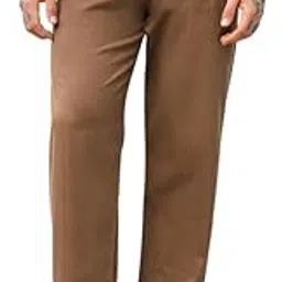 campus sutra Men'sTrousers | Mid-Rise, Straight Hem, Conceal Button Closure, Relaxed-Fit | Solid Plain | Polyester Blend Trouser for Casual Wear-picture-13
