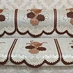 Brown Floral Cotton Net 3 Seater Net Sofa Slip Cover, Pack of 2-picture-53