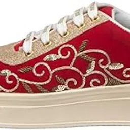 rettrose The Clarisse Luxury Baroque Vine Embellished Trainer Red-picture-18
