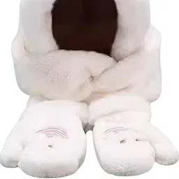 ™ Women Hooded Scarf Thick Cute Ear Hat Gloves Scarf Set for Stage Performance White | Hats | Womens Accessories-image-51