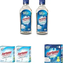 Fortune Dishwasher Rinse Aid 500 ml (2 Units) & Salt 2 Kg & Detergent 1 Kg - Compatible With All Brands-picture-23