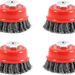 Inditrust New 4pc 3 inch Twisted Cup Brush For Removing Rust, Paint, Stains, Stubborn Dirt , Polishing/ Carbon Steel Twisted Cup Brush Wheel Brush-picture-12