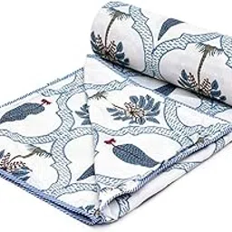 100% Cotton Reversible Dohar for Single Bed | Lightweight AC Blanket & Comforter (150 GSM) | Soft & Breathable Summer AC Blanket (Single - 57x87 Inch, White & Myrtle Green)-picture-12