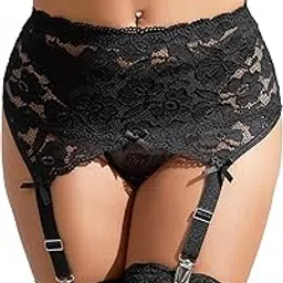 Womens Lace Garter Belt for Thigh Highs Plus Size Mesh Suspender Belt Sexy Garter Lingerie-image-7