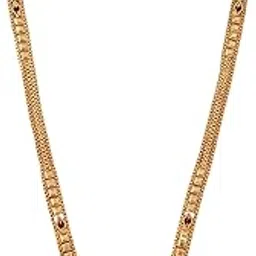 ramdev art fashion jewellery Brass Stylish Gold Plated Long Chain Black Beads Mangal Sutra Tali/Tanmaniya/Nallapusalu/Mangalsutra for Women-picture-27