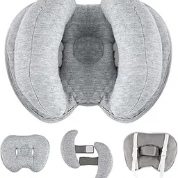 EZ Living 2 in 1 Baby Travel Pillow, Adjustable Straps, Banana Shape Baby Neck Head Support Pillow Stroller Insert Cushion for 4 Months Up Kids, Toddler, Grey-image-89