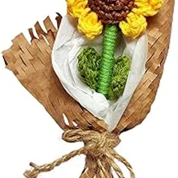 Mini Crochet Sunflower Flower Bouquet, Jute Wrapped for Birthday, Anniversary, Mother's Day, Father's Day, or Graduation-image-19