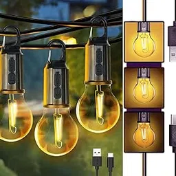 ADZOY ADL-T01 Hanging Camping Lamp (Set of 3) Unbreakable Waterproof with Rechargeable Battery, 3 Light Modes, Decorative Design with Type C USB Charging for Hiking, Emergency, Car Repairing-picture-23