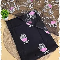 Women's Kota Doria Suit with Designer Floral Embroidery – Unstitched Dress Material 2.5 Meter Top & DUpatta No Bottom (Handloom Cloth Store) HCSEBSD1-picture-13