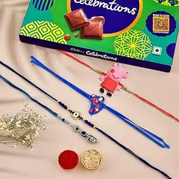 CraftVatika 4 Family Rakhi Chocolate Combo Set for Brother Bhaiya Bhabhi and Kids, Evil Eye Rakhi for Bhabhi Brother Family Combo, Rakhi with Chocolate Gift Set of 4-image-99
