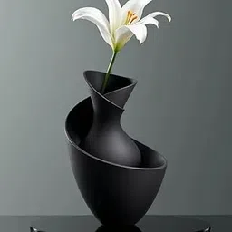 Modern Minimalist Decorative Spiral Flower Vase, Matte Black, 10 cm Wide x 14 cm Tall, Freestanding Design-picture-33