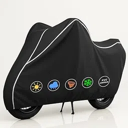 StormGuard PU Bike Cover Premium Waterproof, Dustproof & UV Protected Two-Wheeler Body Shield | Heavy-Duty, All-Weather Protection | Universal Fit for Motorcycles & Scooters (Black & White PU)-picture-21
