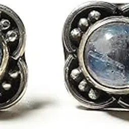 Silvertree925 Sterling Silver 925 Moonstone Stud Earrings – Natural Untreated Gemstone, Ideal Cut, Medium-Size Lightweight Jewelry for Women & Men (Moonstone_Studs)-image-85