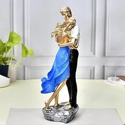 BLUZMART Valentine Romantic Love Couple Statue Showpiece Figurine for Home Decor Living Room (Blue)-picture-13