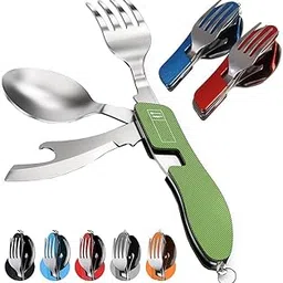 S SINDHIA® Multi-Functional 3 in 1 Folding Camping Pocket Spoon, Fork & Knife Home & Travelling Use, Assorted Colour 1 Pcs-picture-16