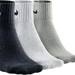 Athletic Ankle Socks, Pack of 3, Black White Grey, Cotton Blend-picture-39