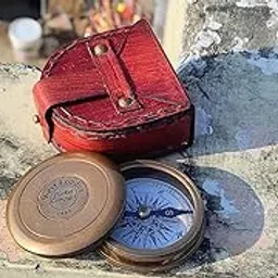 Vintage Brass Pocket Compass with Twisted lid and Leather Case(Cover) l Nautical Navigation Collectible Compass by NN Nautical-picture-26