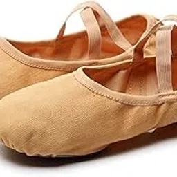 merishopp Canvas Ballet Slipper Split-Sole Shoes Fitness Gymnastics Flats Tan_38 Stretch Canvas + Cow Velvet Clothing, Shoes & Accessories | Dancewear | Dance Shoes | Ballet-picture-27