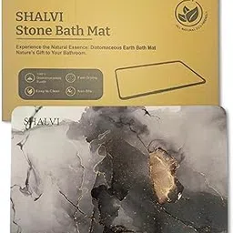 SHALVI Stone Bath Mat, Diatomaceous Earth Bath Mat/Water Absorbing/Non-Slip/Quick Drying, Easy to Clean - Ideal for Bathroom, Shower Floor, Bath Tub & Kitchen Counter (60 X 39 CMS) (Grey Gold)-picture-22