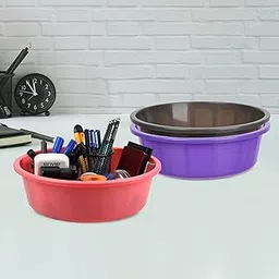 Homestic Pack of 3 Desk Organizer | Stationery Organizer | Multipurpose Organizer | Office Supplies for Pen-Pencil-Staplers | Desktop Organizer | 6 LTR | Purple & Gray & Pink-image-84