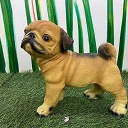Pug Dog for Garden Decoration, Home Decoration, Kids Room Decor, Real Looking Dog Figure(Pug Dog pak of 1, Light Brown)-picture-17