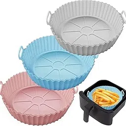 3Pcs air fryer liners reusable Air Fryer Silicone Pot Air Fryer Silicone Liners Round Fits 3.6 To 6.8QT Air Fryer Non Stick Air Fryer Basket Oven Accessories-image-65