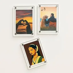 Premium Clear Acrylic Magnetic Photo Frame | Durable Fridge Magnet Frame | 6x9 cm Display | Protective Peel-Off Film | Strong Magnetic Corners | Sleek Minimalist Design (Set of 2)-picture-19