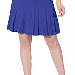 showoffff Women's Ribbed Blue Flared Mini Skirt-CHN-709_Blue-picture-12