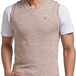 parx Men's Regular Fit Pure Acrylic Rib Collar V Neck Solid Pattern Sleeveless Dark Green Sweater-picture-10