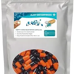 AJAY ENTERPRISES Empty Gelatin Capsules (PACK OF 250) (Black-orange, SIZE 0 (500 MG))-picture-14