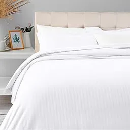HOMEMONDE Duvet Cover Single Bed 210 TC Cotton Comforter Cover with Corner Ties | Quilt Cover | Rajai Cover | Blanket Cover | Single Bed (60 x 90 Inches) | 1 Piece Duvet Cover | White Stripe-picture-12