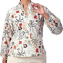 Women's Modern Art Print Long Sleeve Shirt,Blue-image-88