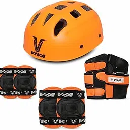 Viva Protective Set Protective Set (Knee/Elbow/Wrist Guard) Multi Purpose Safety Kit for Skateboarding, Roller Skating, Inline Skating, Cycling and Other Sports (Junior, Orange)-picture-35