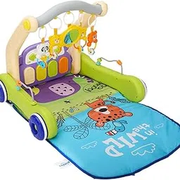 Amazon Brand - Supples 2 in 1 Musical Baby Play Gym with Convertible Walker | Push Walker with Play Piano, Lights, Rattles & Tummy Time Mat for Babies & Toddlers | World Wildlife Day Edition-image-81