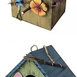 MERISHOPP®2pcs Wooden Hanging Bird House Nest Pastoral Courtyard Garden Décor|Home & Garden|Yard, Garden & Outdoor Living|Bird & Wildlife Accessories|Birdhouses-picture-28