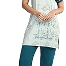 duchess Women's Cotton Tie & die & Embroided Long Length Night Suit Set-picture-18