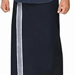 fiber looms Men's polycotton Dhoti - Black Silver Border - 2 Meter - Ready To Wear-picture-45