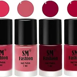 SM FASHION Nail Polish Combo Set (Pack of 4) Quick Dry Gel Finish Nail Paint | Dusty Pink,Nude Pink,Boysenberry,Dark Magenta | 7 ml Each-picture-10
