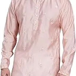 divisive Men's Embroidered Cotton Silk Blend Only Slim Fit Kurta-picture-29