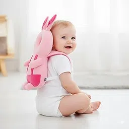 HUG PUPPY Baby Head Protector Backpack Soft Cotton Plush Cushion for Infant Fall Safety | Adjustable Shoulder Straps | Cute Pink Design-picture-15