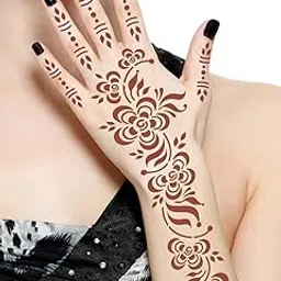 AMRIT 2 Pcs Heena Tatto Stencil for Both Hand Set, India Henna Style, Hand Tattoo Stencil, Design Set for Women & Girls, Temporary Tattoo (STENCIL XL Pack of 2 09)-image-79