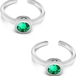 Sterling Silver Toe Ring for Women Circle Shape Toe Ring | Bichhiya for Women Green Color Stone Toe Ring | Chandi Ki Bichiya-image-46