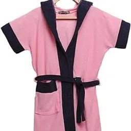 ELEVANTO Kids Hooded Bathrobe Set -Bathrobe for Girls||bath robe for kids girls/boys||bathrobe for kids Girls/Boys - Children's Hooded Bath Robe - for Post-Bath Comfort(PINK-NAVY)-picture-35