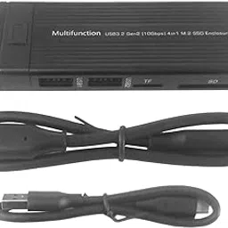 UJEAVETTE M.2 NVMe SATA SSD Enclosure M.2 SSD Case 10 Gbps 6Gbps Compact for PC Phone Black-image-44