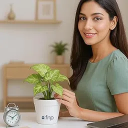 fnp Air Purifying Syngonium Plant In Green Pot-picture-14