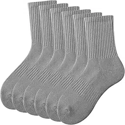 Half Crew Thin Cushioned Socks for Men, 90% Cotton Quarter Sports and Winter Socks (6 Set)-image-0
